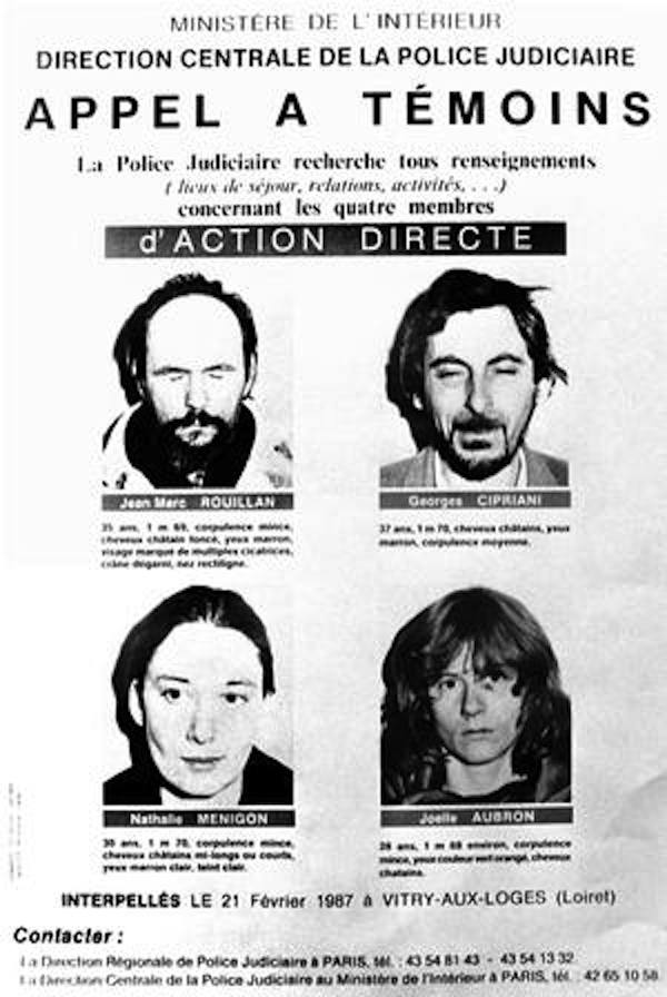 Action Direct 1982 wanted poster