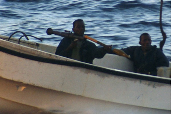 Somali pirates launching RPG