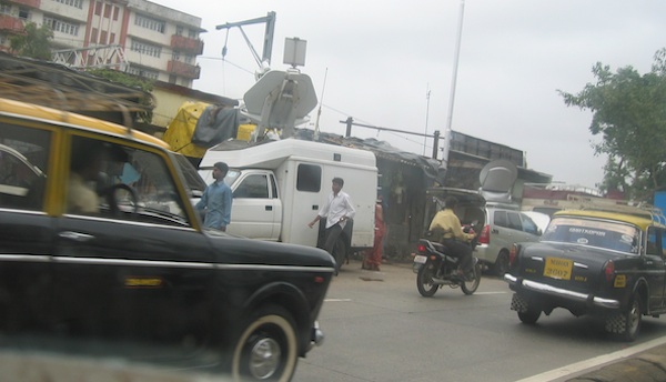 TV Trucks outside Mumbai Blast
