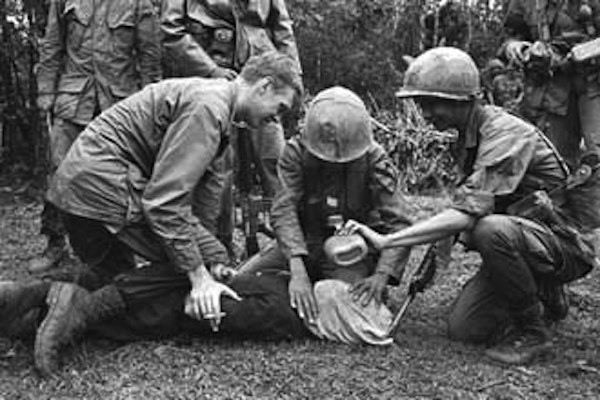 This picture of US soldiers supervising the waterboarding of North Vietnamese prisoners was published in a US newspaper in 1968, resulting in an investigation and convictions. [Source: Bettmann / Corbis]