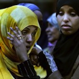 2011 As the jury trial of two Rochester SOmali women accused of supporting terrorist overseas began, a large group of women supporters held court of their own outside the courthouse in downtown Minneapolis.