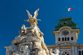 Trieste monument and flag