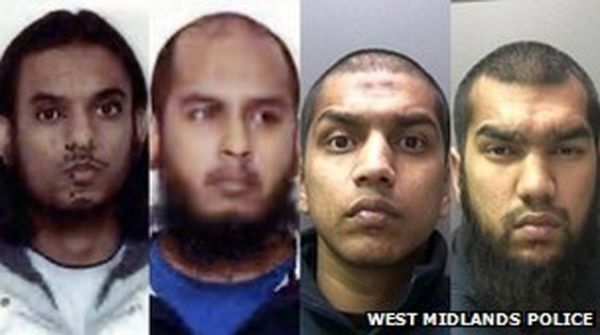 British nationals (from l. to r.) Mohammed Chowdhury, Shah Rahman, Gurukanth Desai and Abdul Miah plead guilty to engaging in conduct in preparation for acts of terrorism in 2010.
