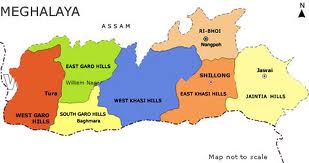 Meghalaya districts color