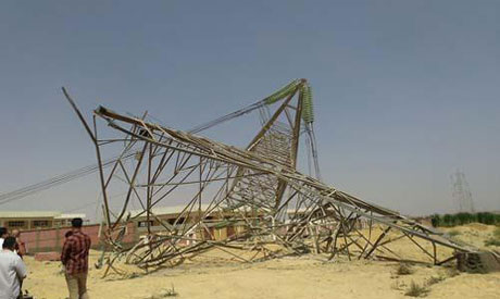 Fallen transmission tower in Egypt