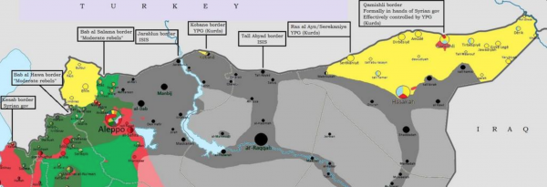 Map of control of Syria side of border crossings Turkey