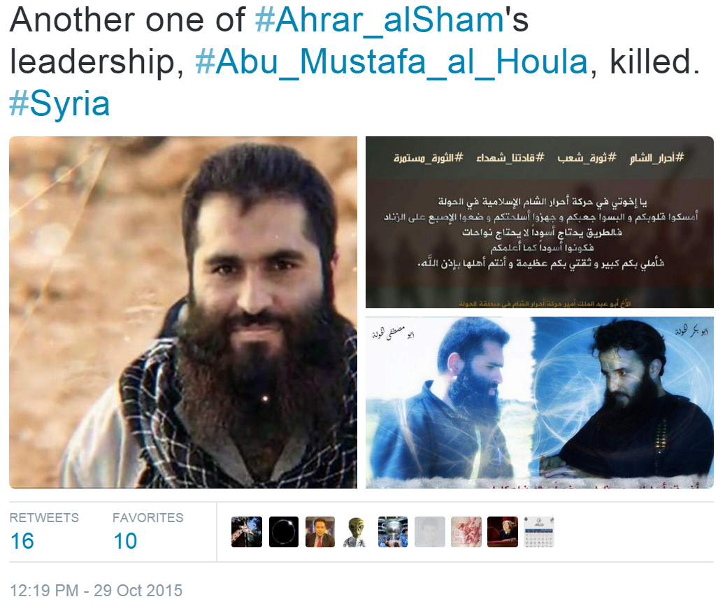 Syria ahrar leader killed