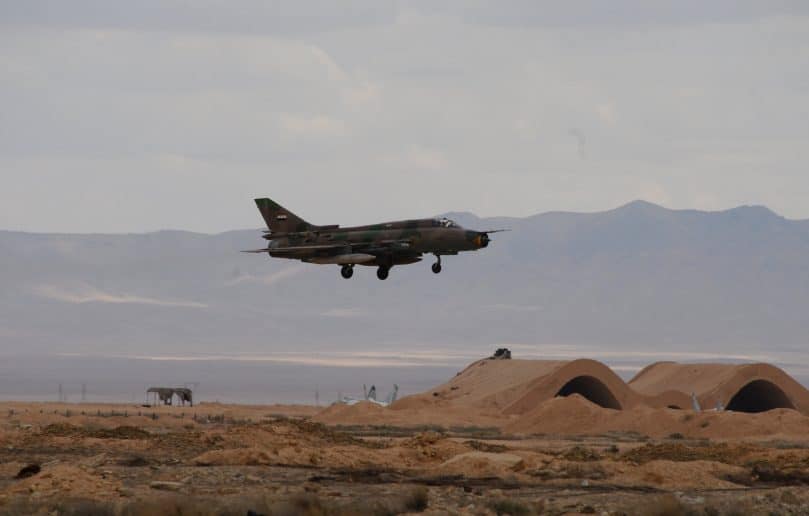 Syrian-jet-taking-off-airfield-809x516