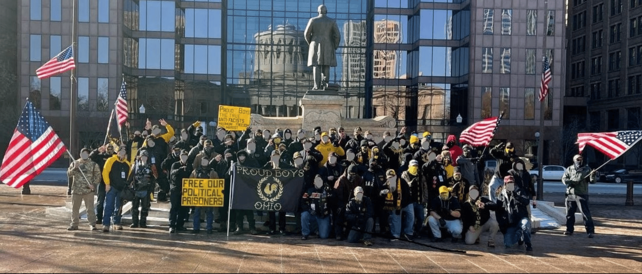 80 Proud Boys Rally Outside Ohio Statehouse to Commemorate 'Murder' of Ashli Babbitt During 06 January 2021 Storming of US State Capital Building in Columbus, Ohio, United States - 08 January 2022