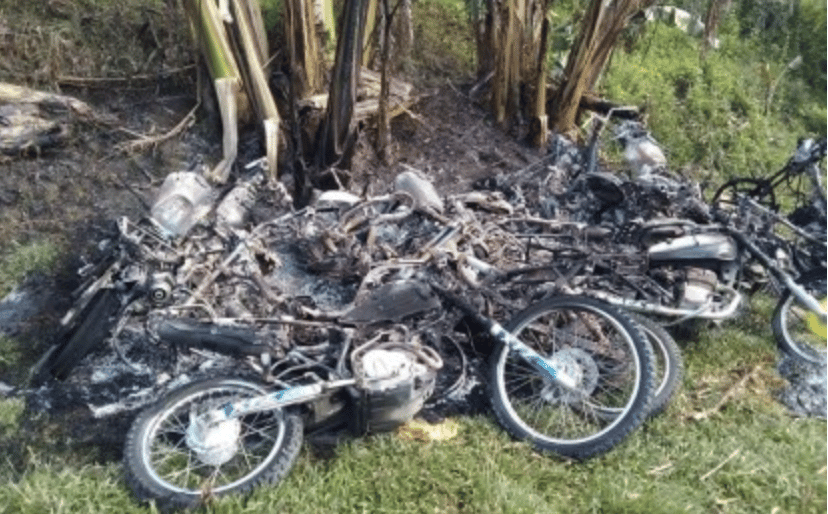 Five New People's Army (NPA) Razed 13 Motorcycles near Citizen Armed Forces Geographical Unit (CAFGU) in Igbaras, Iloilo, Philippines - 22 March 2022