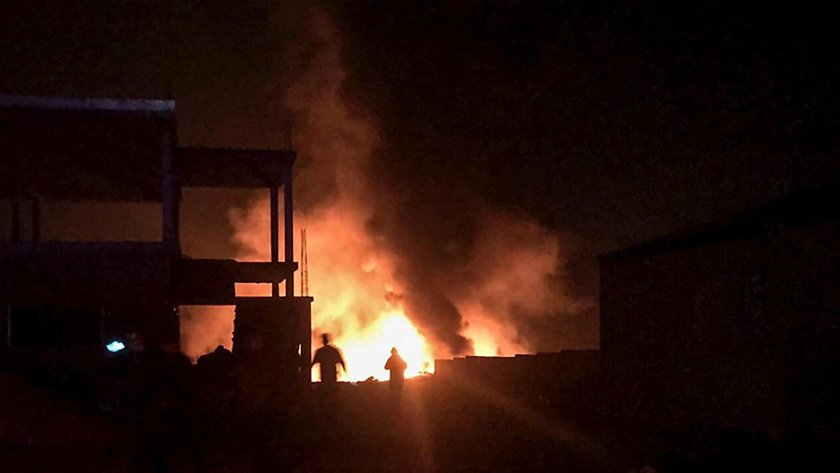 Massive Explosion Hits the Southern City of Nahr Wan in Al Manathera District, Baghdad, Iraq - 8 June 2022