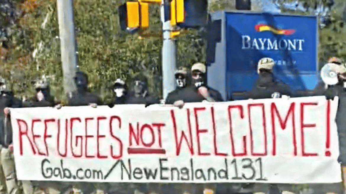 (Right Wing Extremism) NSC 131 Protests Against Immigrants Outside Baymont Wyndham Hotel, Kingston, Massachusetts, United States - 30 October 2022