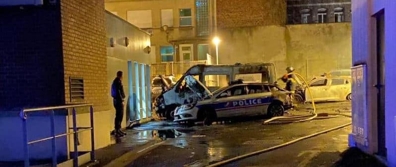 (Anonymous Anarchist) French Anarchist Arson on Three Vehicles at the Cambrai Police Station, Rue du Monseigneur-Guerry de Cambrai, Cambrai, France - 24 December 2022
