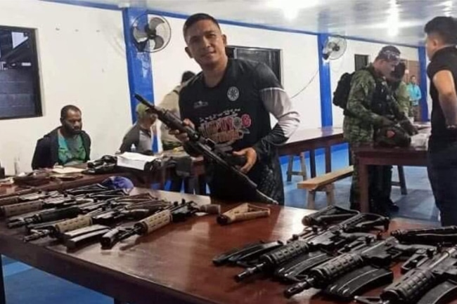 Three Suspected Islamic State East Asia (ISEA) Militants Arrested For Being Found in Possession of 10 Assault Rifles, Kiamba, Sarangani Province, Soccsksargen Region, Mindanao, Philippines - 09 January 2023