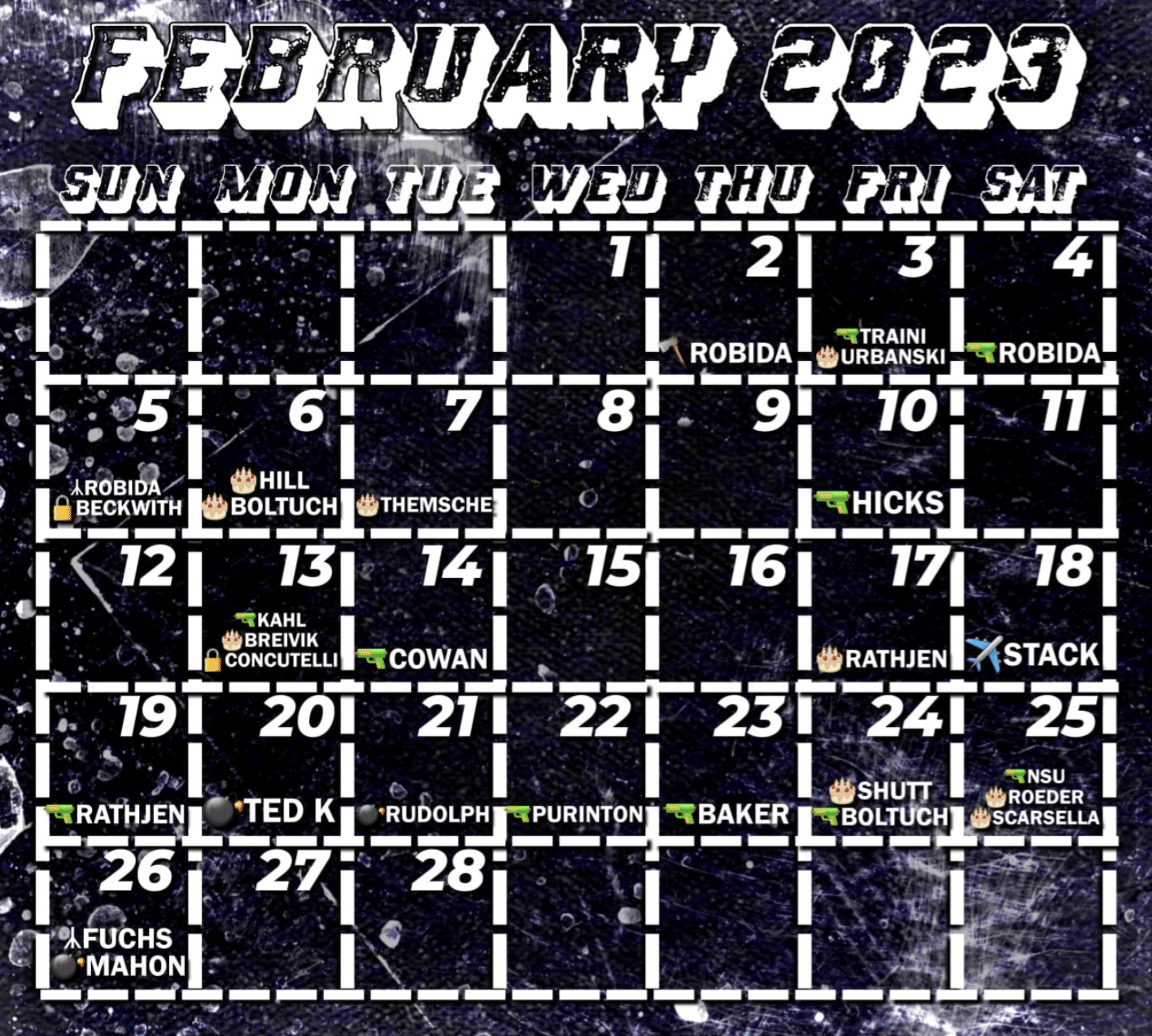 (Right Wing Extremism/ Stochastic Poster) Eco-Fascist Telegram Channel: Saint Calendar for February 2023