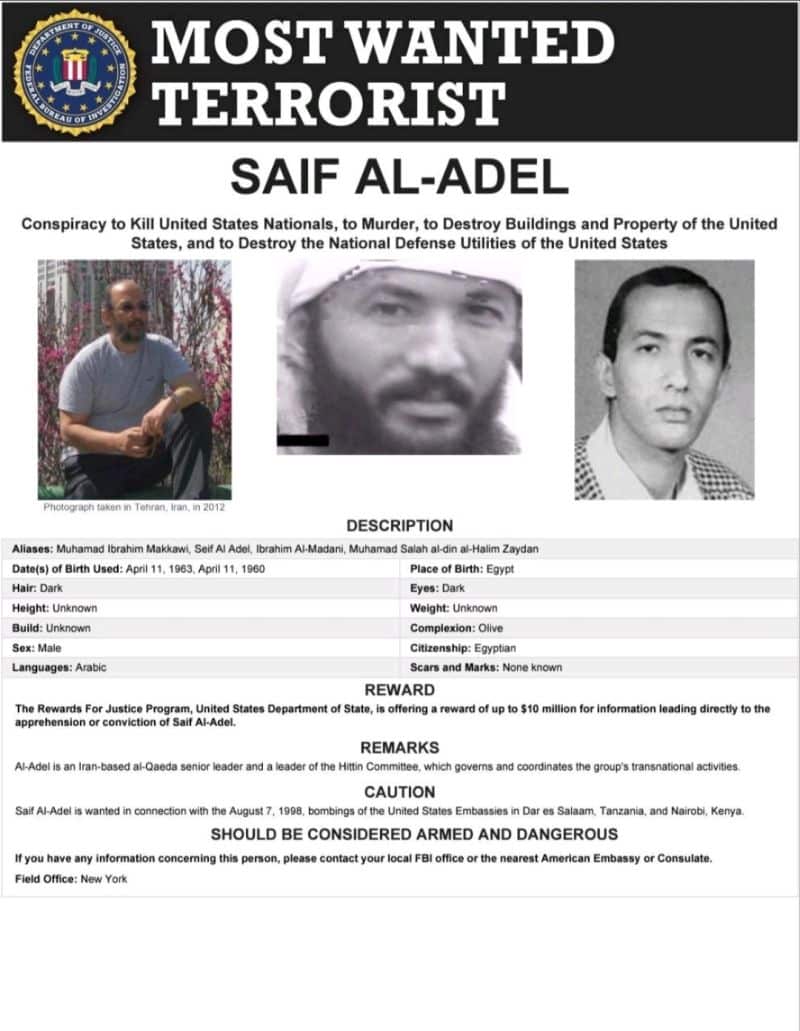 Egyptian Jihadist Saif al-Adl Identified as the Likely Next-in-Line New Leader of Al-Qaeda by the Department of State, United States - 20 February 2023