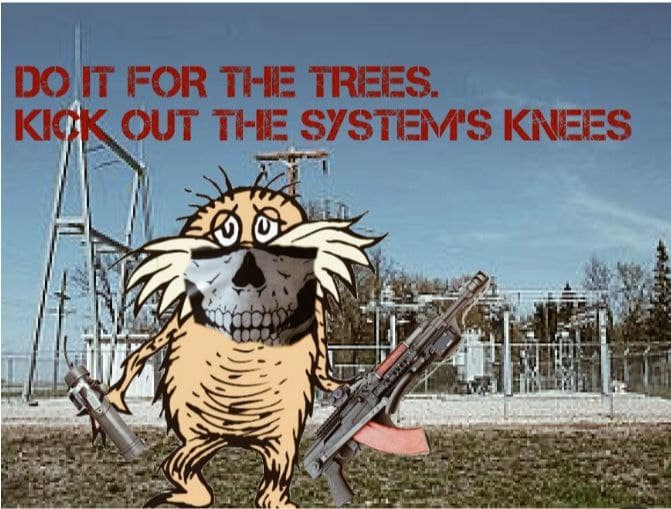 (Right Wing Extremism / Meme) Eco-Facist Share Stochastic Meme: 'Do It For the Trees, Kick Out the Systems Knees'- 20 February 2023