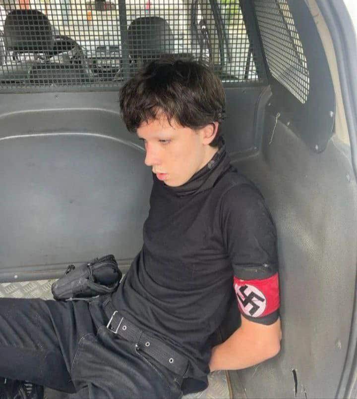 (Photos) Young Student Wearing Swastika Armband Arrested after Attempting to Invade School with an Ax and Molotov Cocktails, São Paulo, Brazil - 13 February 2023