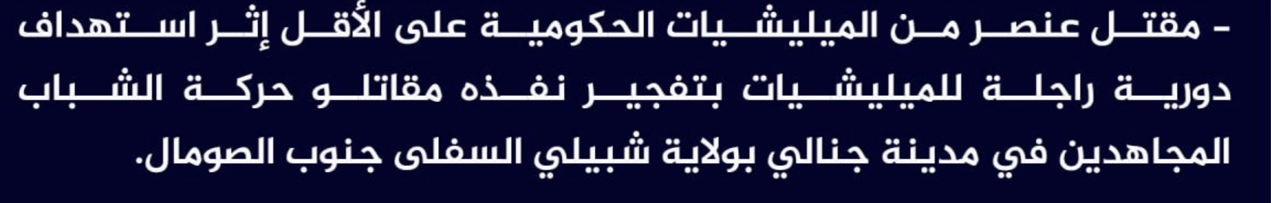 (Claim) al-Shabaab Killed at Least a Somalian Forces Element in an IED Attack on a Foot Patrol in Janali City, Lower Shabelle State, Southern Somalia - 22 March 2023