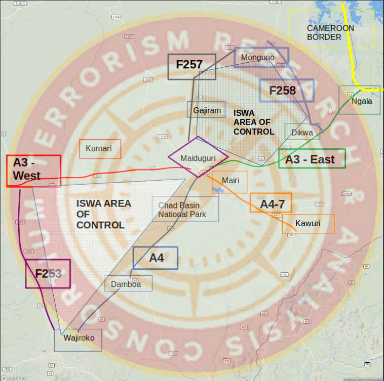ISWA Road Network in Borno State as of 27 March 2023