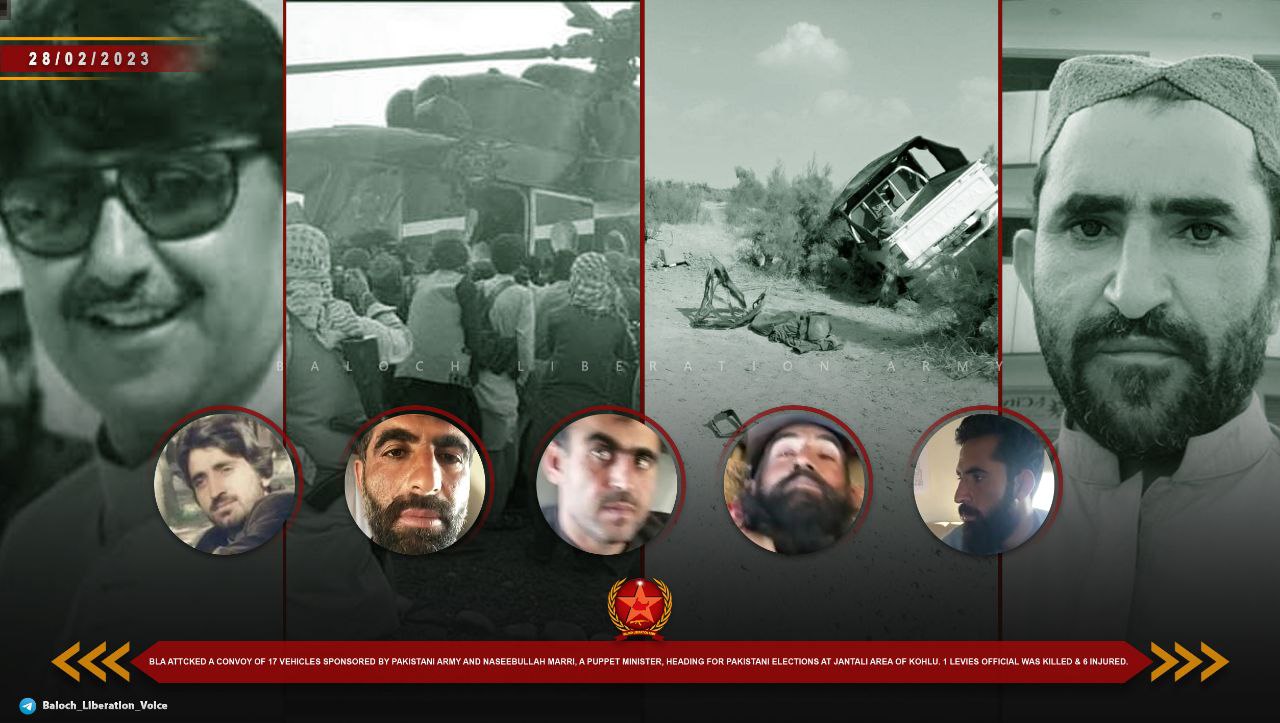 Baloch Liberation Army (BLA) Remote Controlled Bomb Attacked a Convoy of 17 Vehicles which was on Election Duty and Killed 01 in Kohlu, Balochistan, Pakistan – 27 February 2023