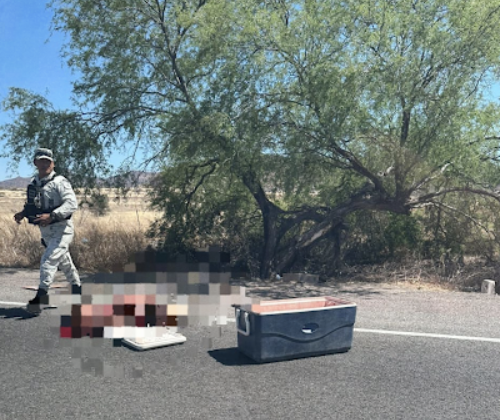 The Caborca Cartel Leaves Threatening Message Directed to the Authorities After Dismembering Two People, San Carlos Nuevo Guaymas, Sonora, Mexico - 11 April 2023