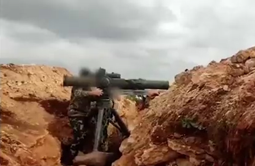 Hayy'at Tahrir al-Sham (HTS) Militants Carry Out a Missile Attack on a Syrian Arab Army (SAA) Truck in Western Aleppo, Syria - 12 April 2023