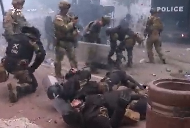 Around 25 Peacekeeping Kosovo Force (KFOR) Soldiers Wounded Amid Clashes with Serbian Protesters in the Municipality of Zvecan, Mitrovica District, Kosovo - 30 May 2023