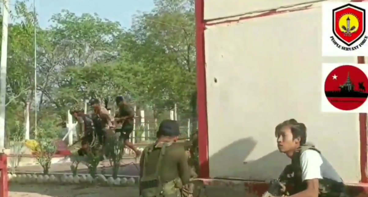 People's Defence Force (PDF) Militants Assault and Raze Police Station in Sagaing, Sagaing Region, Myanmar -