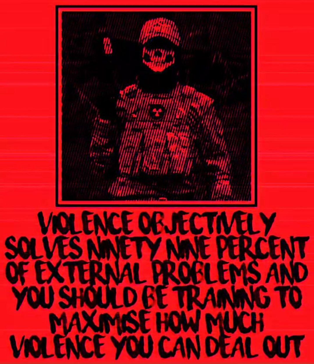 (Poster / Right Wing Extremism) Accelerationists Share Stochastic Poster Promoting that 'Violence Solves 99% of External Problems' - 28 May 2023
