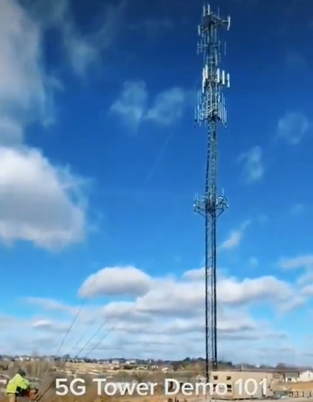 Far-Right Insiders Circulate Footage of a Controlled-Demolished 5G Internet Tower, Calling Their Statewide Followers to Emulating, United States - 29 June 2023