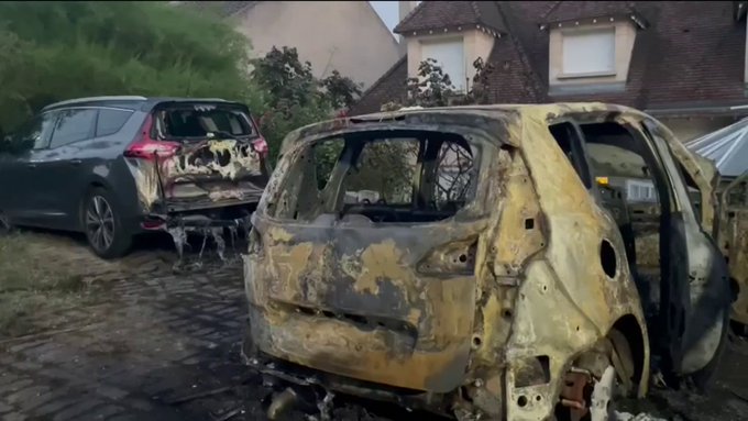 Rioters Attempt to Destroy Mayor Vincent Jeanbrun's House in a Vehicle and Arson Attack, L'Haÿ-les-Roses, Paris, France - 03 July 2023