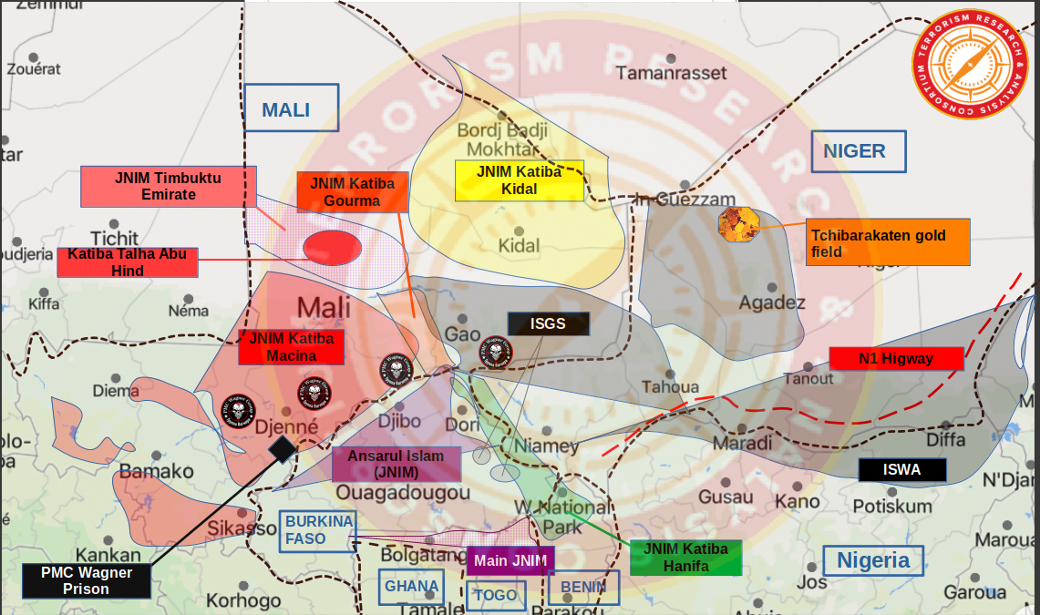 ISGS and JNIM Theatres of Operation as of 12 July 2023