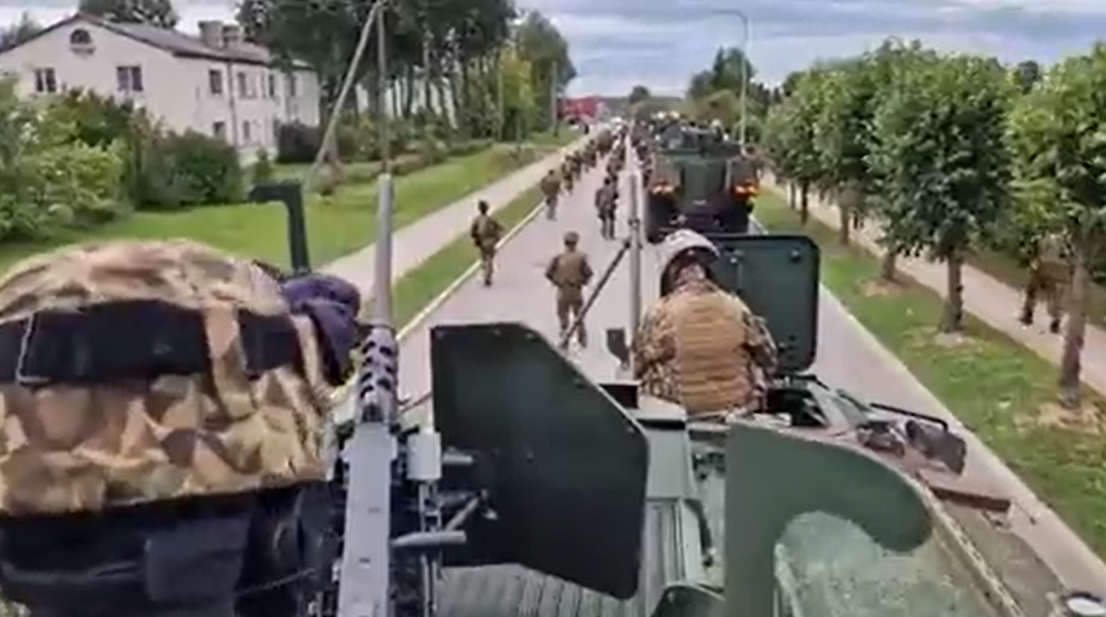 Footage Circulates Of Latvian Troops Deploying to the Border Areas Amid the Threatening Presence of Wagner Presence Within the Nearby Belarusian Territory, Latvia - 04 August 2023