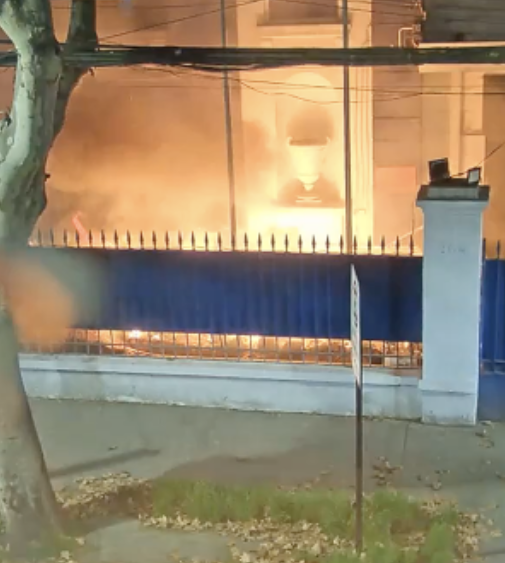 Pro-Mapuche Anarchists Attack an Investigation Police (PDI) Building with Molotov Cocktails, Providencia, Santiago, Chile - 17 August 2023