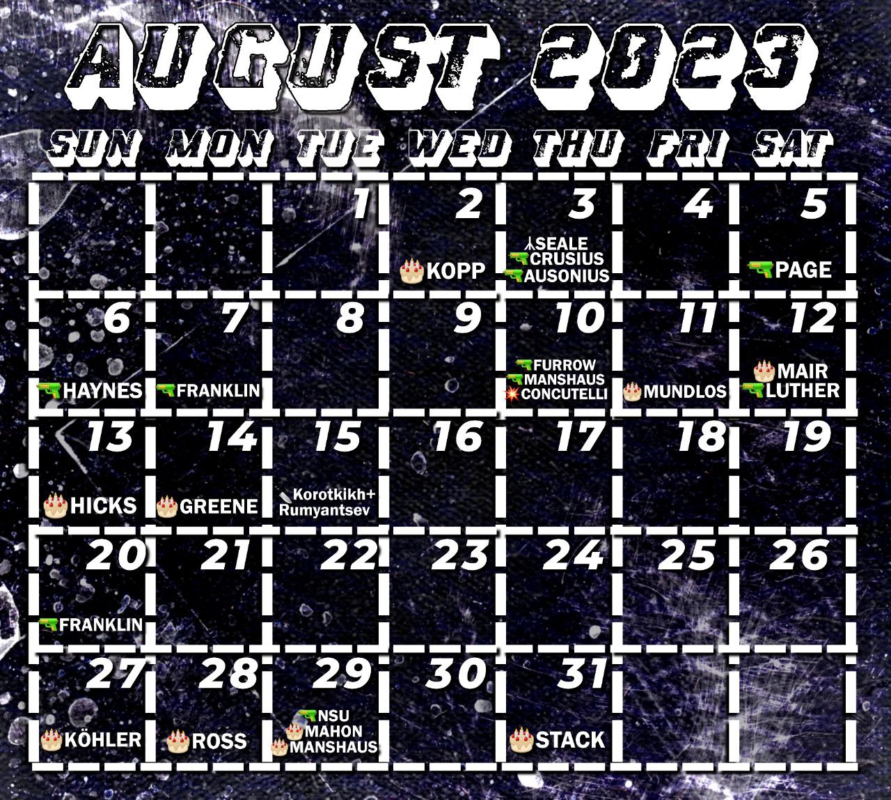 (Right Wing Extremism/ Poster) Eco-Fascist Telegram Channel: Saint Calendar for August 2023 - 1 August 2023