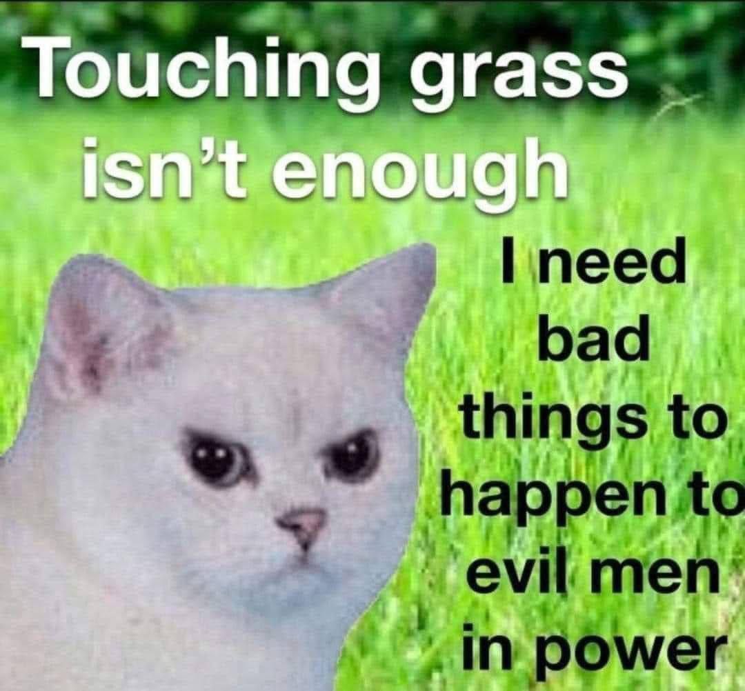 (Poster / Right Wing Extremism) Accelerationists Share Stochastic Poster ‘Touching Grass isn't Enough, I Need Bad Things to Happen to Evil Men in Power’ – 31 August 2023