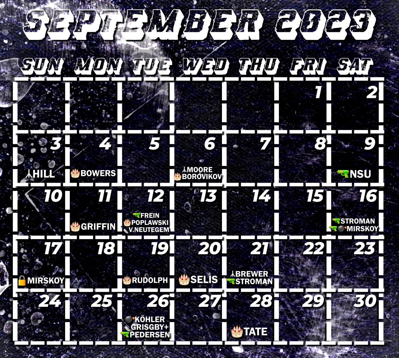 (Right Wing Extremism / Poster) Eco-Fascist Telegram Channel: Saint Calendar for September 2022 – 31 August 2023
