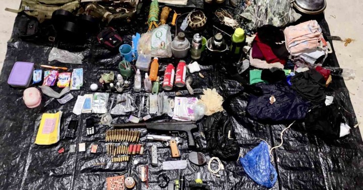 An image of various weapons and items