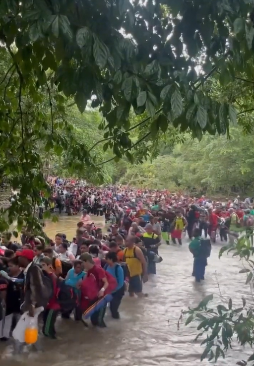 Thousands of Migrants Filmed While Crossing the Darien Gap in Attempt to Reach the United States Border, Colombia and Panama - 05 October 2023