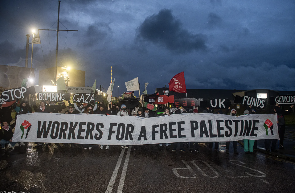 Anarchists Carry out a Protest in Solidarity with Palestine, Blockading the Entrances of Instro Precision (Elbit Systems) Arms Factory, Sandwich, Kent, United Kingdom - 26 October 2023