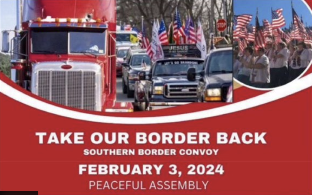 Anti-Immigration ‘Take Our Border Back Convoy’ Group Set to Cross Three States Bordering Mexico, Demanding Actions to Secure the Boundaries, Texas, Arizona, and California, United States - 29 January 2024