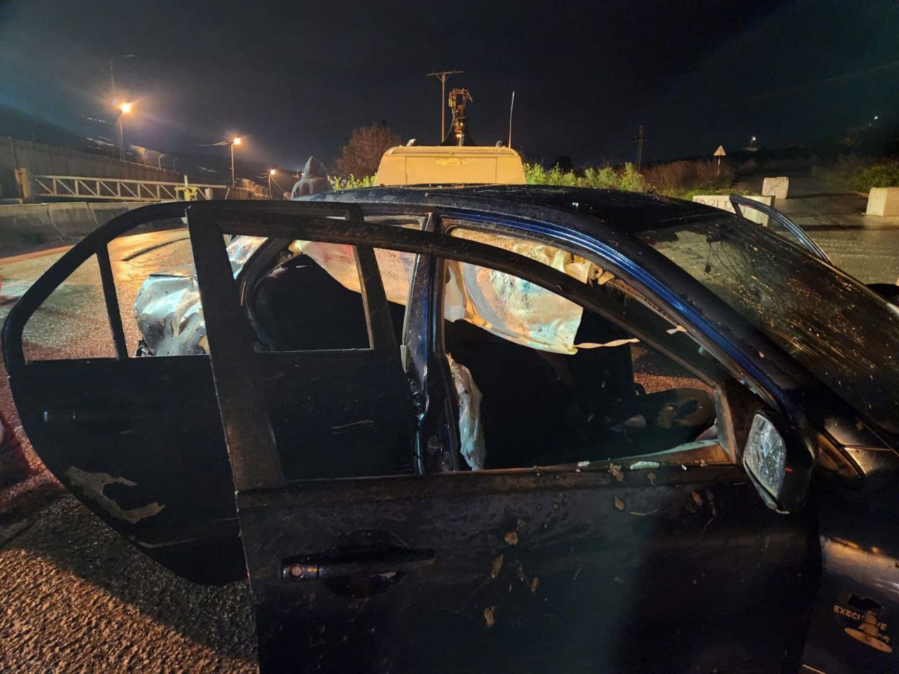 Alleged Palestinians Hurl an Improvised Explosive Device (IED) at a Vehicle Transporting Five Israeli People, Burka, Shomron, Palestinian Territories, West Bank - 17 February 2024