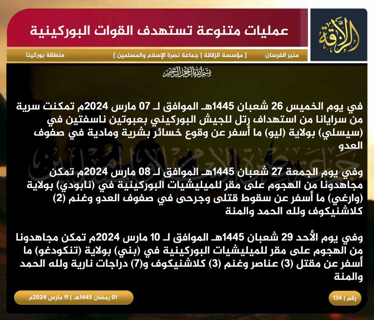 JNIM Led an Armed Assault on Burkinabe Militia Forces in Napadé