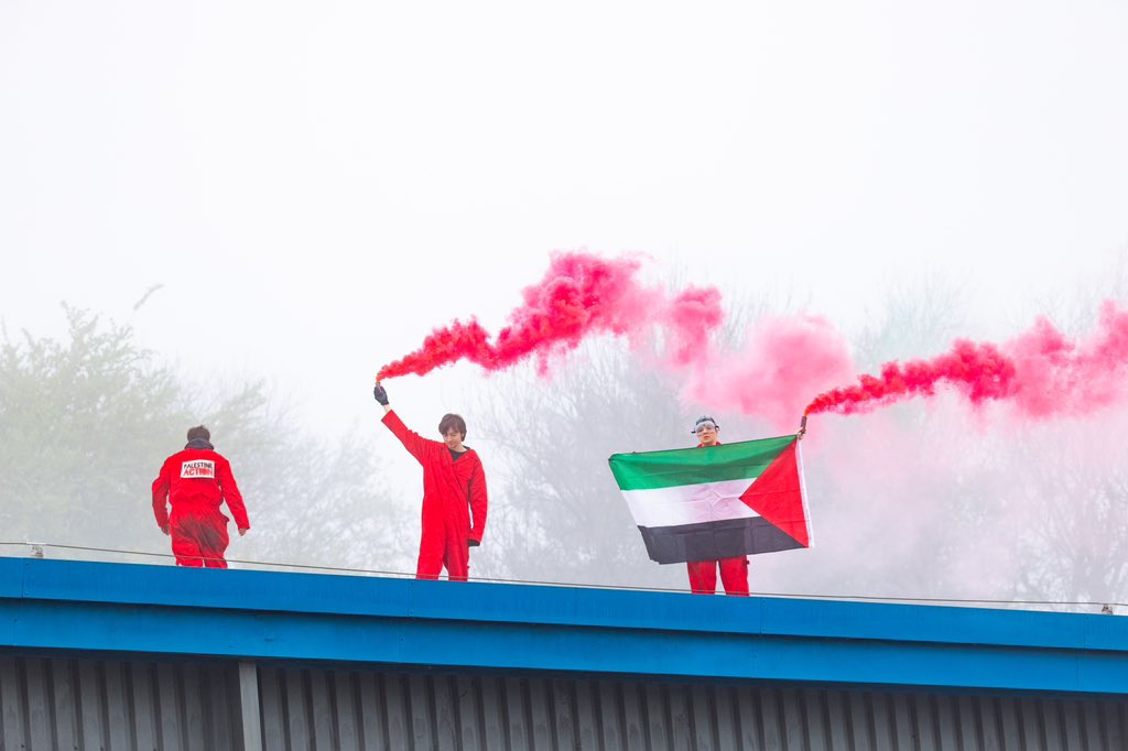 Activists of the 'Palestine Acion' Movement Vandalize an Israel-Linked Elbit System's Drone Factory in Leicester, United Kingdom - 08 May 2024