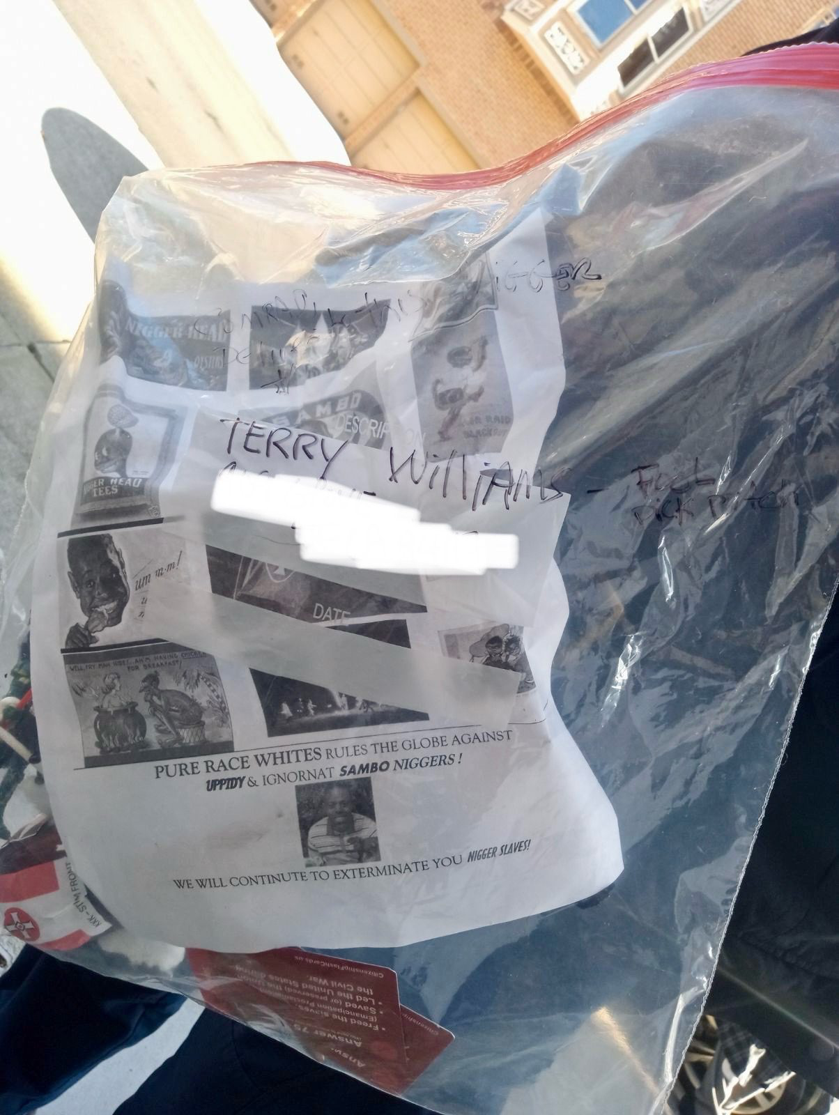 TRAC Incident Report: Ku Klux Klan (KKK) Flag and Racist Flyers Calling for Extermination Found at the Doorstep of a Man in Almo Square Park, San Francisco, California, United States - 5 May 2024