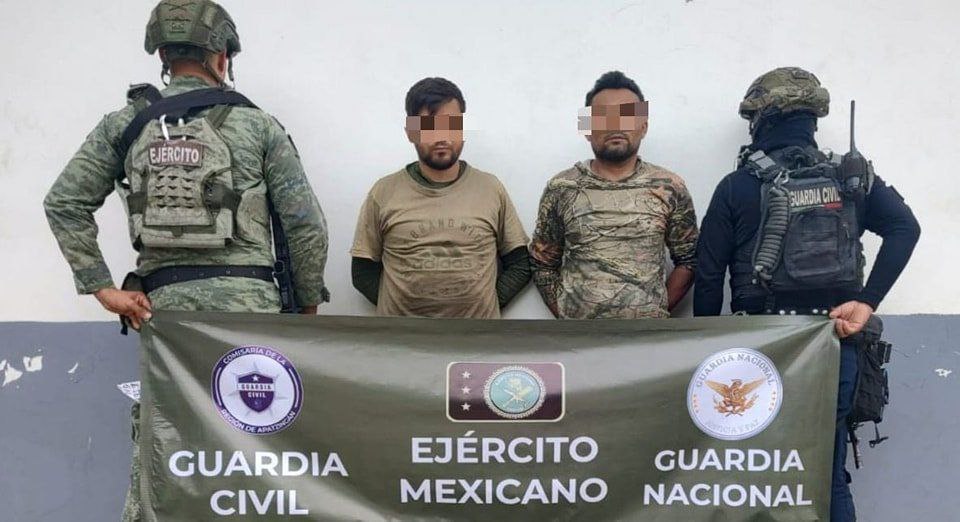 (Photos) Two Colombian Nationals in Possession of Mexican Army and National Guard Uniform Patches Arrested by Security Forces, Felipe Ángeles, Buenavista, Michoacán, Mexico - 13 June 2024