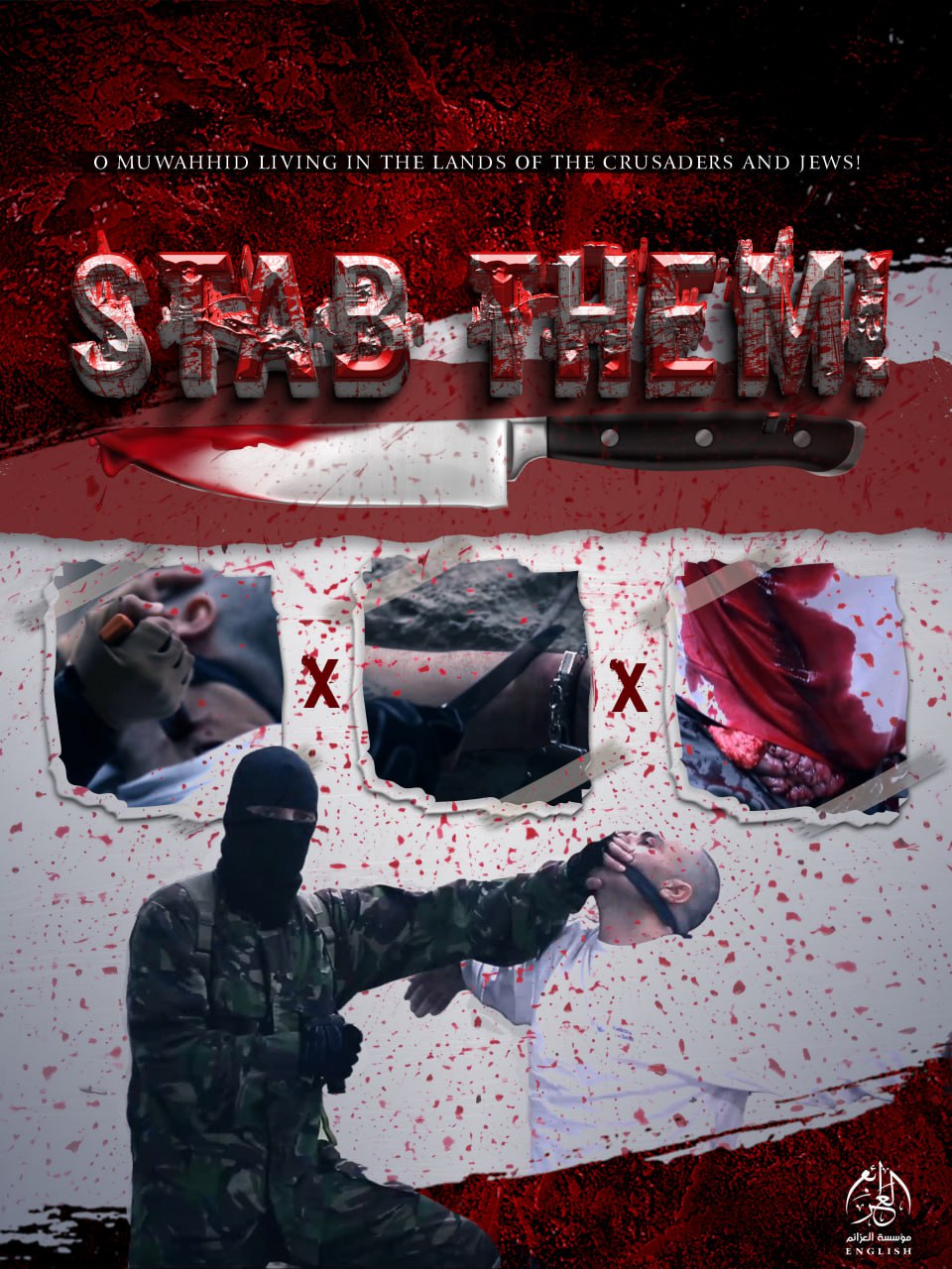 (Poster) al-Azaim Media (Unofficial Islamic State Khurasan / ISK): "O Muwahid Living in the Lands of the Crusaders and Jews Stab Them" - 19 June 2024