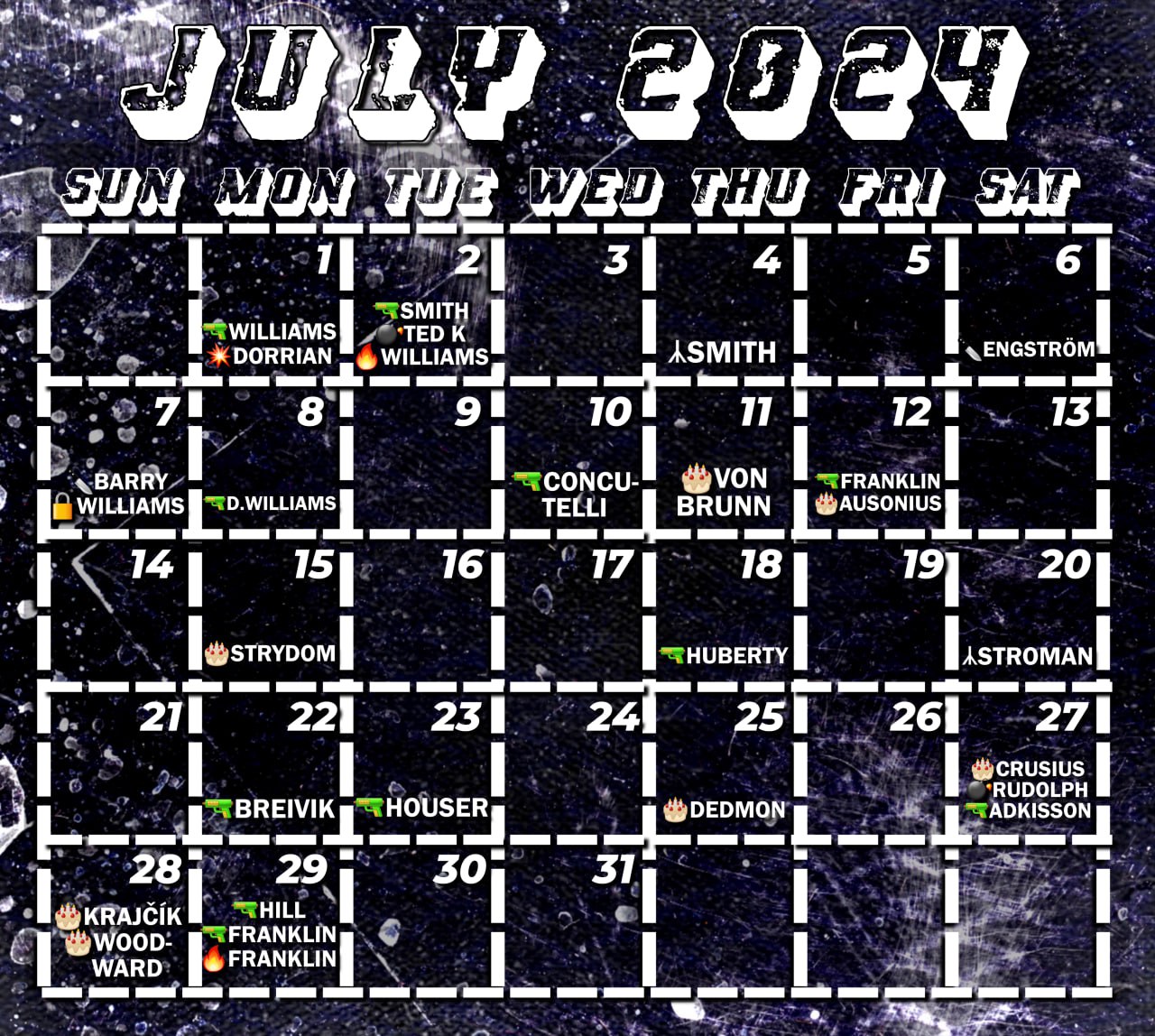 (Right Wing Extremism/ Stochastic Poster) Eco-Fascist Telegram Channel: Saint Calendar for July 2024 – 1 July 2024 