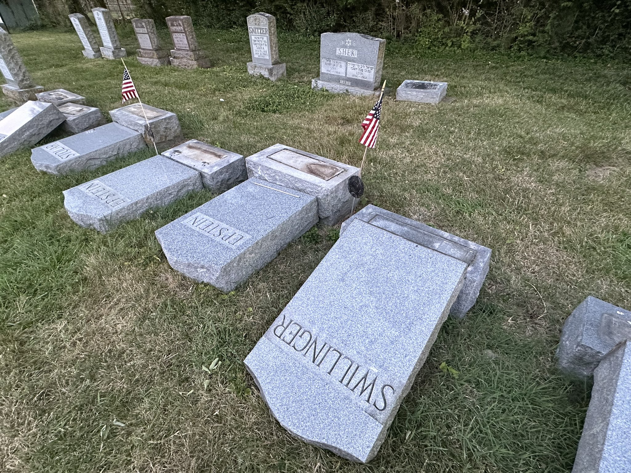 Anti-Semitic Vandals Target 176 Gravestones at Two Historic Jewish Cemeteries, Price Hill, Cincinnati, Ohio, United States - 01 July 2024